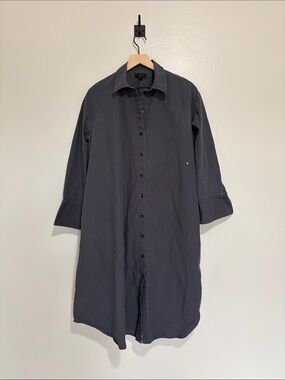 COS Poplin Button Down Long Sleeve Midi Shirt Dress Minimalist Grey 8
